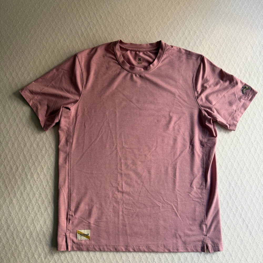 Tracksmith Twilight Tee Running Shirt Pink MT2081 Polyester Athletic Men Medium